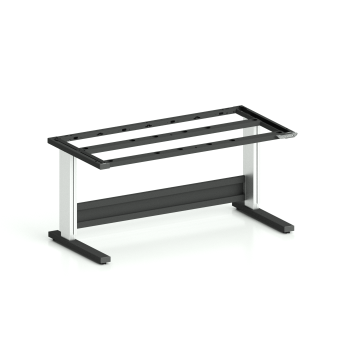 Höhenverstellbares Tischgestell TriMax Light (Art.-Nr. 160.322.000.78) in 1600 mm Breite, C-Fuß mit Spindelhub, Gestell in Tiefschwarz RAL 9005 und eloxierten Aluminium-Hubsäulen mit Erdung