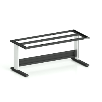 Höhenverstellbares Tischgestell TriMax Light (Art.-Nr. 160.422.000.78) in 1800 mm Breite, C-Fuß mit Spindelhub, Gestell in Tiefschwarz RAL 9005 und eloxierten Aluminium-Hubsäulen mit Erdung