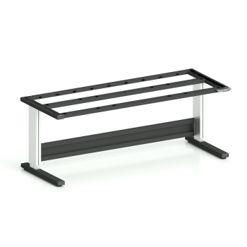 Höhenverstellbares Tischgestell TriMax Light (Art.-Nr. 160.622.000.78) in 2000 mm Breite, C-Fuß mit Spindelhub, Gestell in Tiefschwarz RAL 9005 und eloxierten Aluminium-Hubsäulen mit Erdung