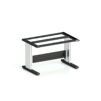 Höhenverstellbares Tischgestell TriMax Comfort (Art.-Nr. 162.122.000.78) in 1200 mm Breite und 800 mm Tiefe, C-Fuß mit Spindelhub, Gestell in Tiefschwarz RAL 9005 und eloxierten Aluminium-Hubsäulen, Tragkraft 4000N