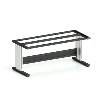 Höhenverstellbares Tischgestell TriMax Comfort (Art.-Nr. 162.422.000.78) in 1800 mm Breite und 800 mm Tiefe, C-Fuß mit Spindelhub, Gestell in Tiefschwarz RAL 9005 und eloxierten Aluminium-Hubsäulen, Tragkraft 4000 N