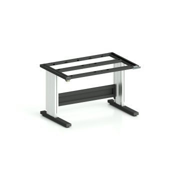 Höhenverstellbares ESD-Tischgestell TriMax Premium (Art.-Nr. 164.122.100.78) in 1200 mm Breite und 800 mm Tiefe, C-Fuß mit Spindelhub, Gestell in Tiefschwarz RAL 9005 und eloxierten Aluminium-Hubsäulen, Tragkraft 4000N mit Erdung