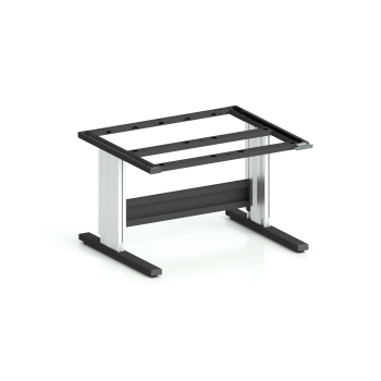 Höhenverstellbares Tischgestell TriMax Premium (Art.-Nr. 164.142.000.78) in 1200 mm Breite und 1000 mm Tiefe, C-Fuß mit Spindelhub, Gestell in Tiefschwarz RAL 9005 und eloxierten Aluminium-Hubsäulen, Tragkraft 4000N
